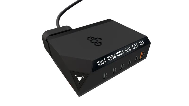 300w real-time wattage display usb gan charger black as a desktop charger